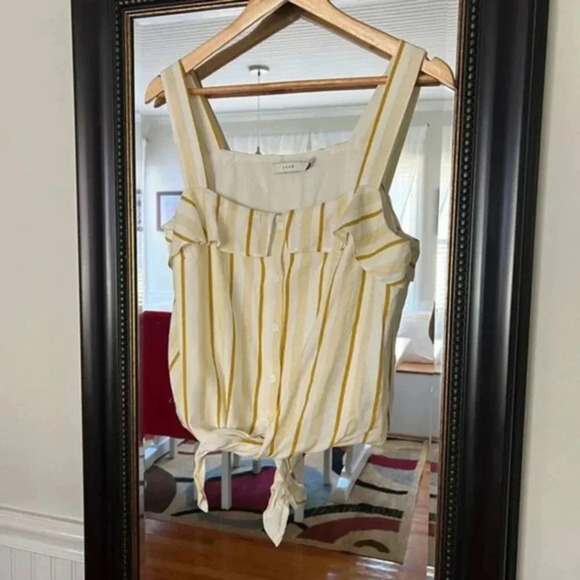 Lush Wide Strap Striped Shirt Butter Yellow - Picture 2 of 5